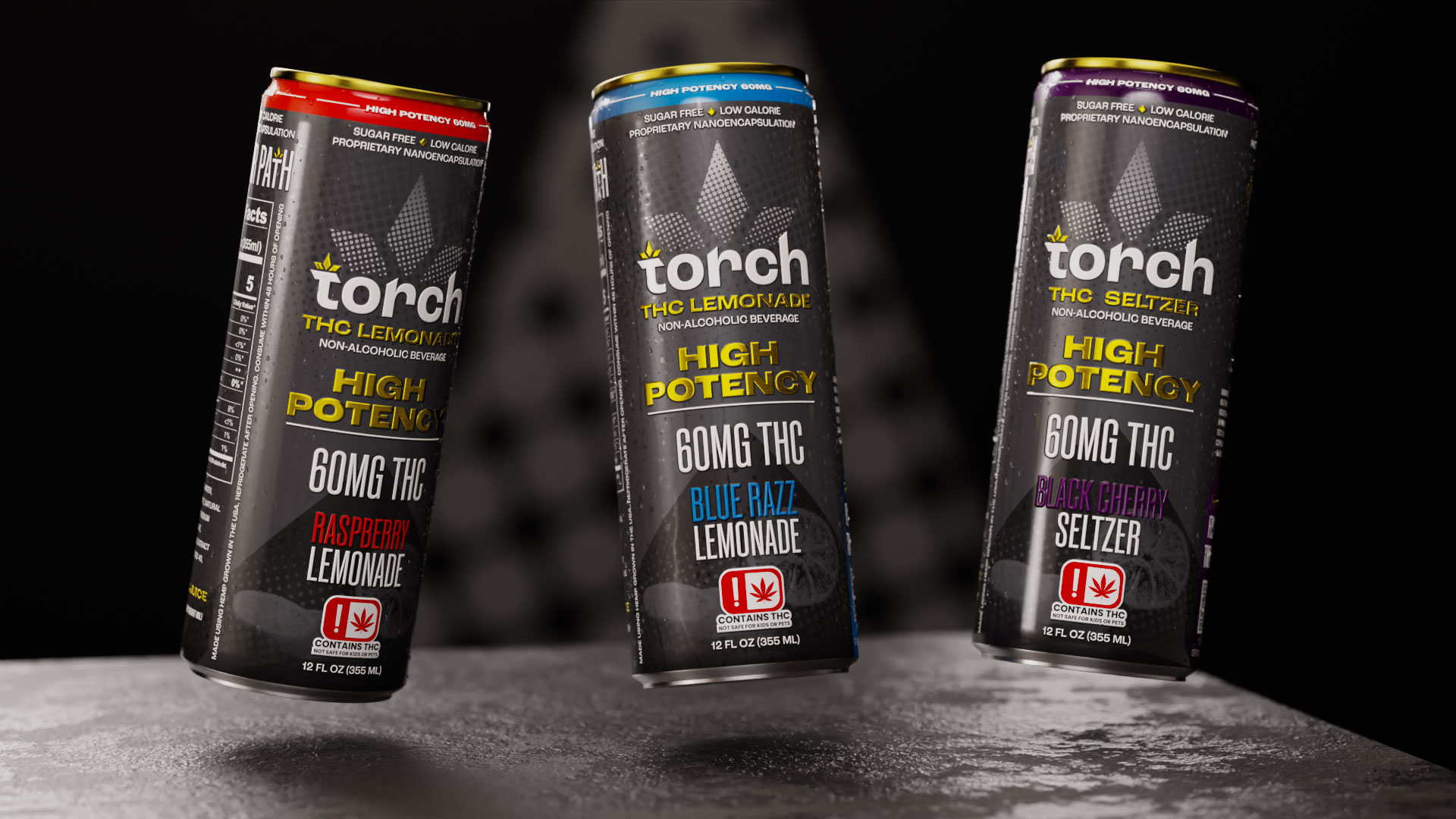 torch drinks high potency 3 can graphic background
